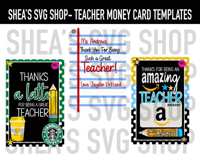 Teacher Money Card Templates M LaShea & Company