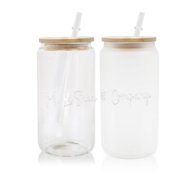 Sublimation Frosted Glass Jar Tumbler 16 oz M LaShea & Company