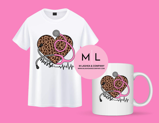 Leopard Nurse Heart SVG + PNG