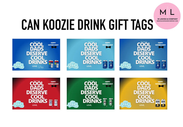 Can Koozie Drink Gift Tags (CANVA)