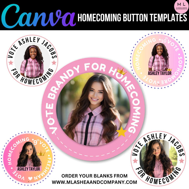 CANVA HOMECOMING BUTTON TEMPLATES