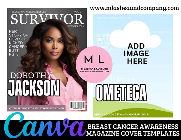 CANVA Breast Cancer Awareness Magazine Cover Templates