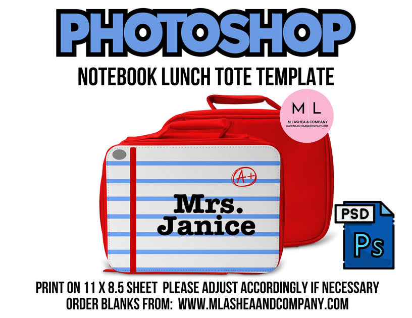 Photoshop Notebook Lunch Box TEMPLATES – M LaShea & Company