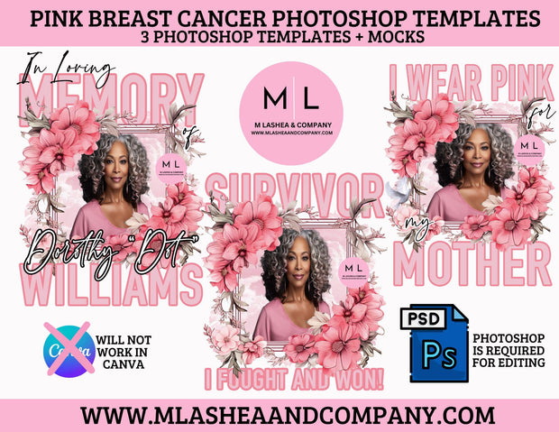 Pink Breast Cancer Photoshop Templates