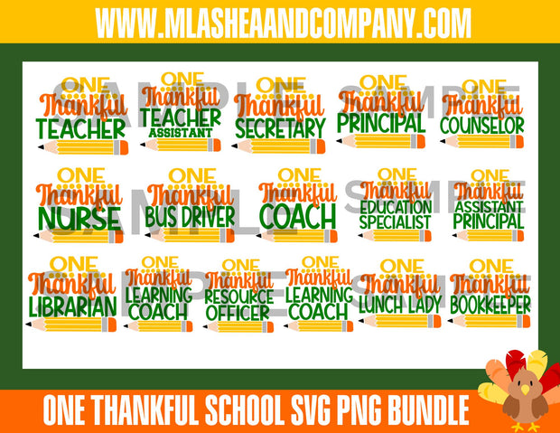 ONE Thankful School SVG-PNG Bundle