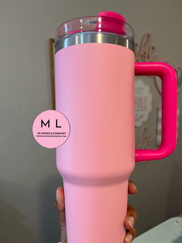 40 Oz Powder Coated Tumbler w/ Handle