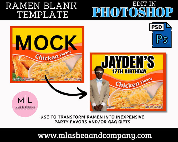 Ramen Noodle Front Label  Photoshop Template
