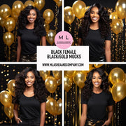 Black Female Black Gold Mock-ups (African American, Set of 7)