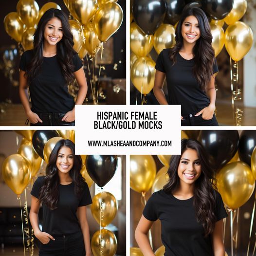 Hispanic Female Black Gold Mock-ups (Hispanic, Set of 4)