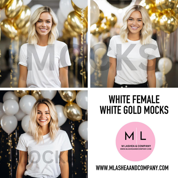 White Female White Gold Mock-ups (Caucasian, Set of 7)