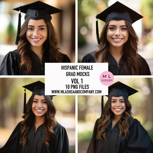 Hispanic Female Grad Mock Models Vol 1 (PNG) – M LaShea & Company