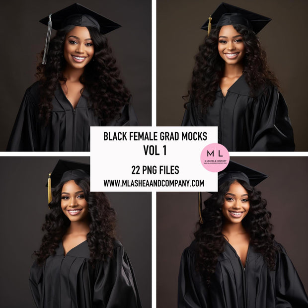 Black Female Grad Mock Models Vol 1 (PNG)