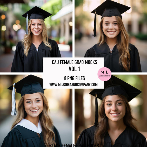 White Female Grad Mock Models Vol 1 (PNG)