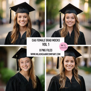 White Female Grad Mock Models Vol 1 (PNG)