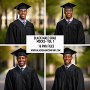 Black Male Grad Mock Models Vol 1 (PNG)