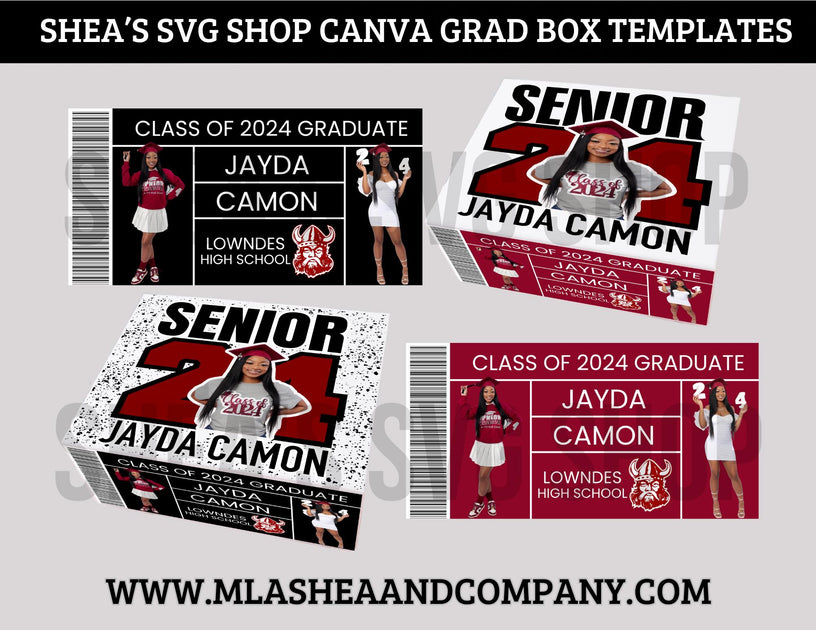 Sample Grad Box CANVA SENIOR GRAD BOX Templates – M LaShea & Company