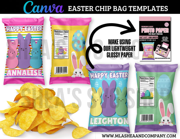 Canva Easter Chip Bag Templates