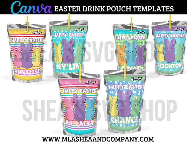 Canva Easter Drink Pouches Template Bundle