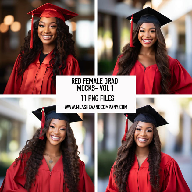 Red Female Grad Mock Models Vol 1 (PNG) – M LaShea & Company