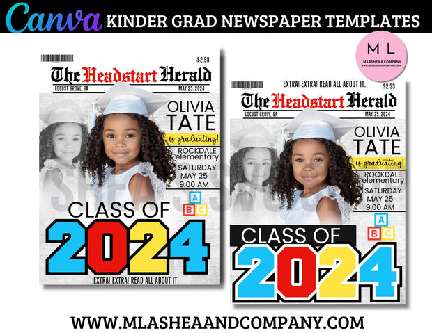 CANVA Kinder Grad Newspaper Templates