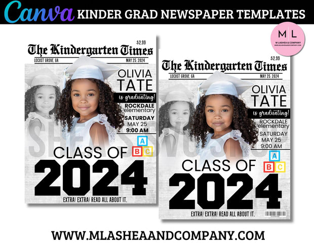 CANVA Kinder Grad Newspaper Templates