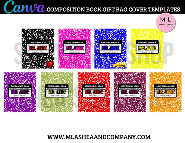 CANVA Composition Book Gift Bag Templates