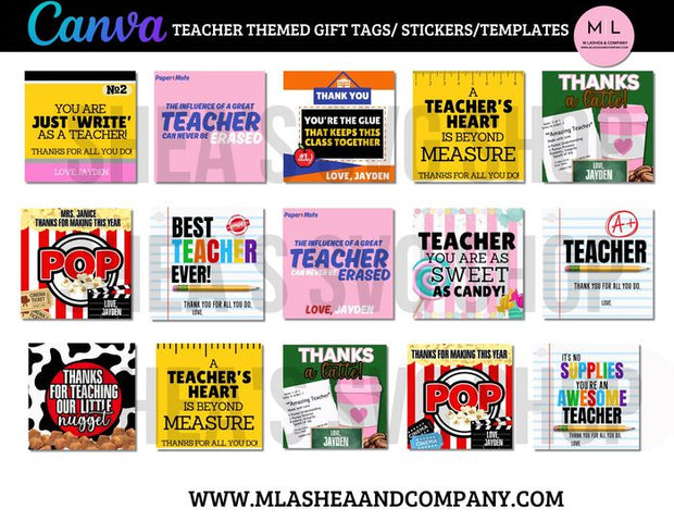CANVA Teacher Gift Tags - Sticker Templates