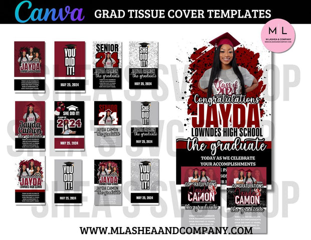 CANVA Grad Tissue Cover Templates