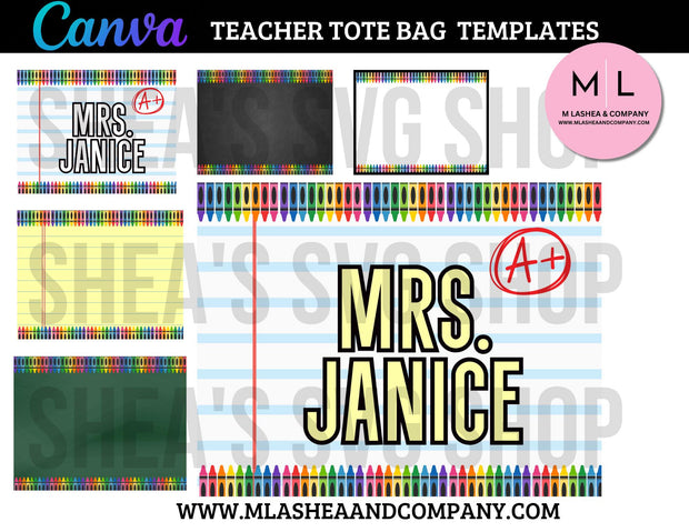 CANVA Teacher Background Templates (paired with medium tote bag)