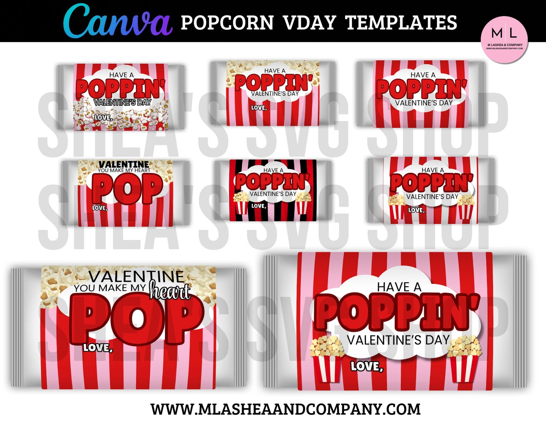 Canva Popcorn Vday Label Templates – M LaShea & Company