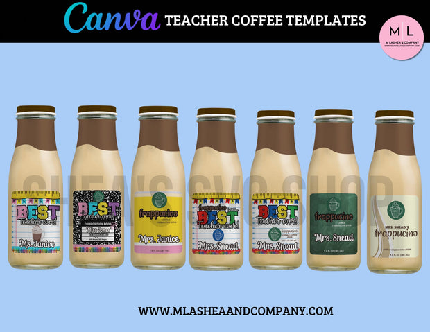 Teacher Coffee Label Templates (Canva Template)