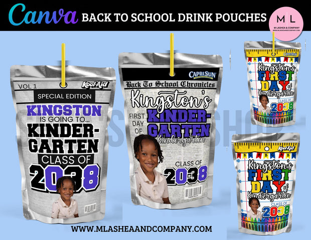 Back to School Drink Pouch Templates (Canva Template)