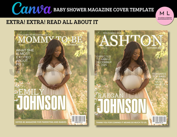 Baby Shower Magazine Cover Templates (Canva Templates)