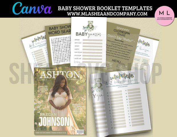 Baby Shower Booklet Templates (Canva Templates)
