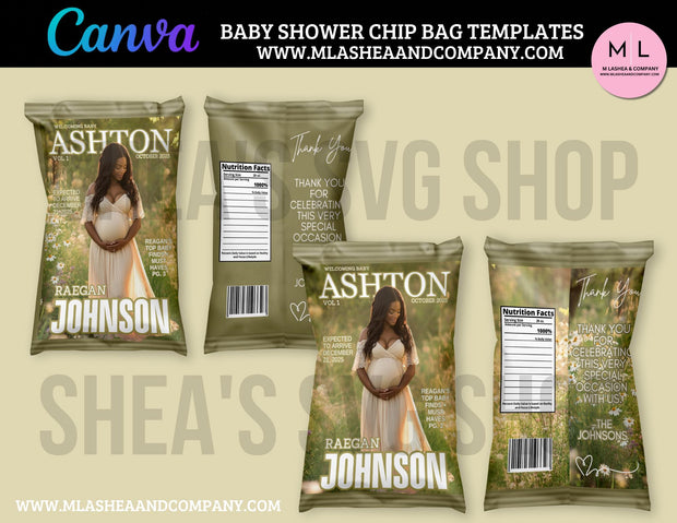 Baby Shower Chip Bag Templates (Canva Templates)