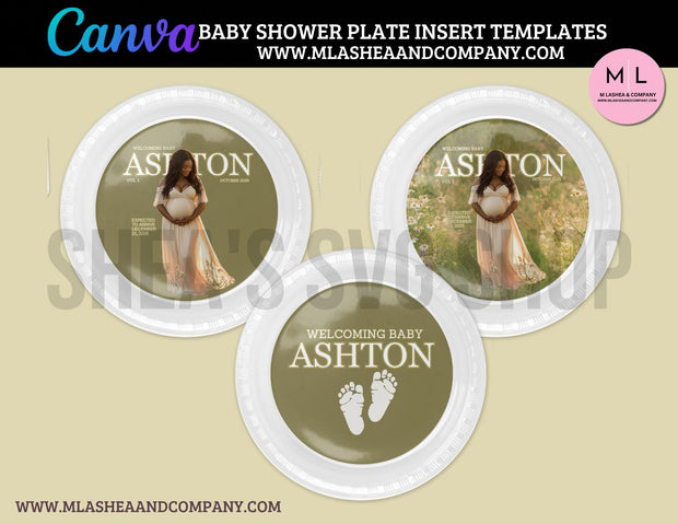 Baby Shower Plate Design Templates (Canva Templates)