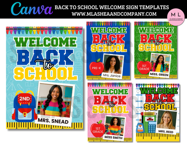 Back to School Welcome Sign Templates (Canva Template)