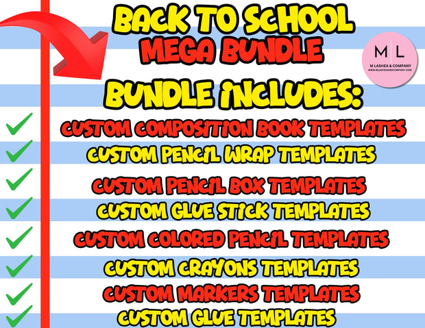 Custom School Supplies Mega Digital Bundle