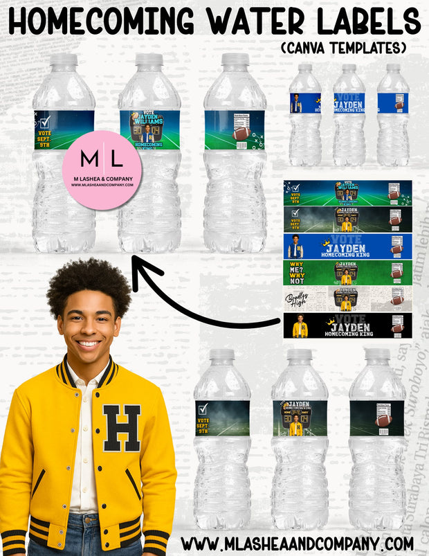 Homecoming Water Bottle Templates