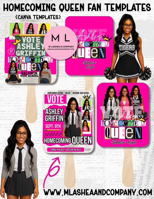 Homecoming Queen Fan Canva Templates