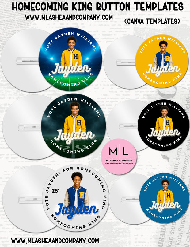 Homecoming King Canva Button Templates