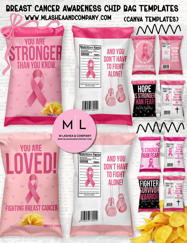 Canva Breast Cancer Awareness Chip Bag Templates