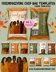 Canva Friendsgiving Chip Bag Templates