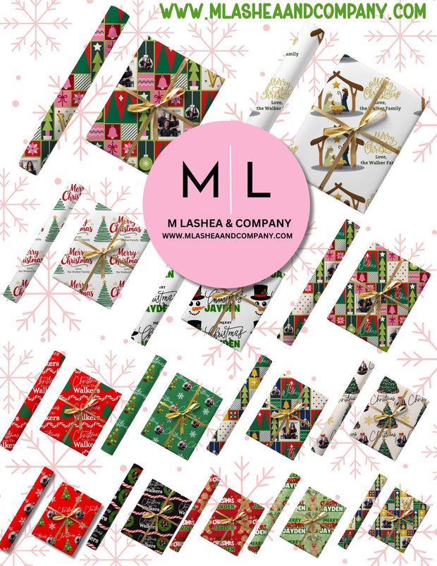 CANVA Custom Christmas Family Wrapping Paper Templates