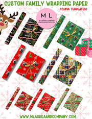 CANVA Custom Christmas Family Wrapping Paper Templates