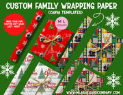 CANVA Custom Christmas Family Wrapping Paper Templates