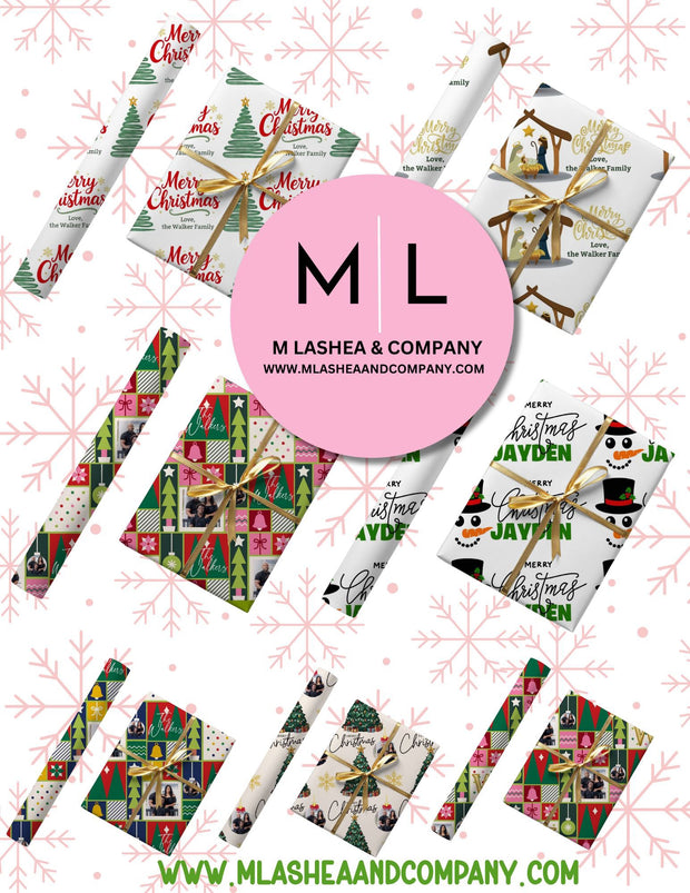 CANVA Custom Christmas Family Wrapping Paper Templates