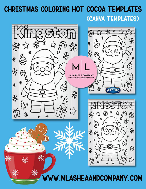 Christmas Coloring Hot Cocoa Canva Templates