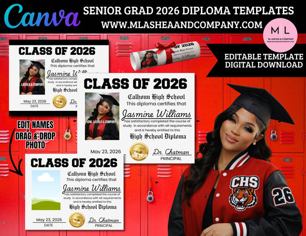 Canva Class of 2026 Diploma Templates – M LaShea & Company