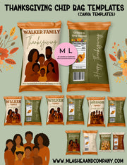 Canva Thanksgiving Chip Bag Templates